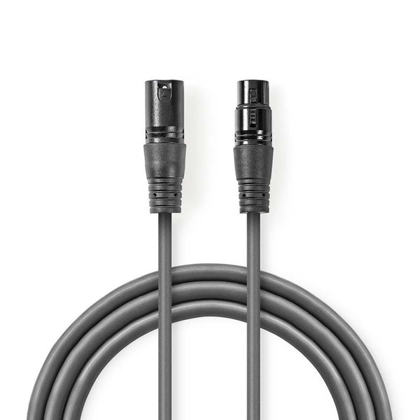 Nedis COTH15010GY05 Gebalanceerde Xlr-audiokabel Xlr 3-pins Male - Xlr 3-pins Female 0,5 M Grijs