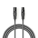 Nedis COTG15010GY150 Gebalanceerde Xlr-audiokabel Xlr 3-pins Male - Xlr 3-pins Female 15 M Grijs