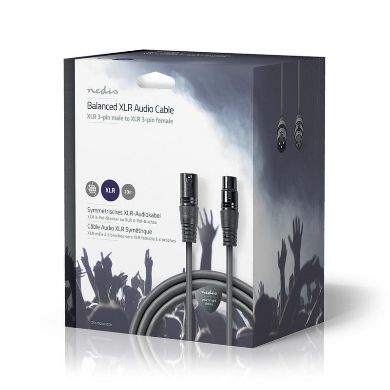 Nedis COTG15010GY200 Gebalanceerde Xlr-audiokabel Xlr 3-pins Male - Xlr 3-pins Female 20 M Grijs