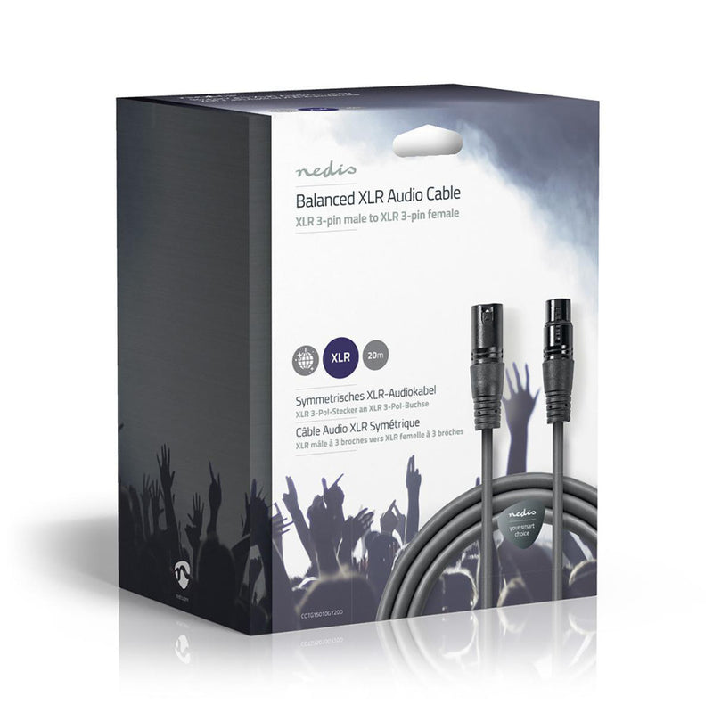 Nedis COTG15010GY200 Gebalanceerde Xlr-audiokabel Xlr 3-pins Male - Xlr 3-pins Female 20 M Grijs