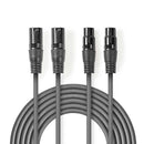 Nedis COTH15030GY05 Gebalanceerde Xlr-audiokabel 2x Xlr 3-pins Male - 2x Xlr 3-pins Female 0,5 M Gr