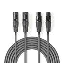 Nedis COTH15030GY15 Gebalanceerde Xlr-audiokabel 2x Xlr 3-pins Male - 2x Xlr 3-pins Female 1,5 M Gr