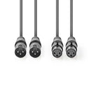 Nedis COTH15030GY15 Gebalanceerde Xlr-audiokabel 2x Xlr 3-pins Male - 2x Xlr 3-pins Female 1,5 M Gr