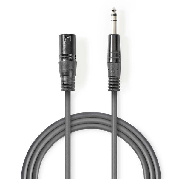 Nedis COTH15100GY30 Gebalanceerde Xlr-audiokabel Xlr 3-pins Male - 6,35 Mm Male 3,0 M Grijs