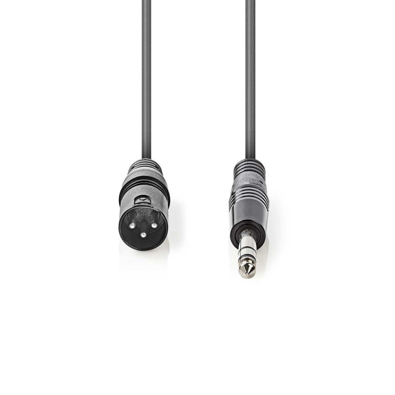 Nedis COTH15100GY30 Gebalanceerde Xlr-audiokabel Xlr 3-pins Male - 6,35 Mm Male 3,0 M Grijs