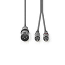 Nedis COTH15200GY15 Xlr-audiokabel Xlr 3-pins Male - 2x Rca Male 1,5 M Grijs