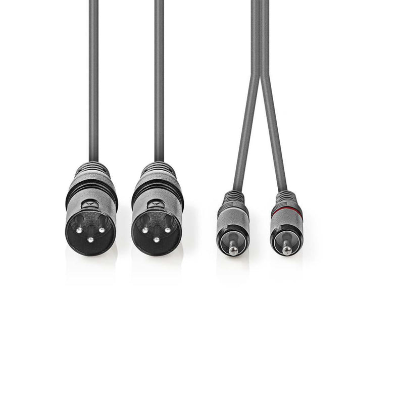 Nedis COTH15210GY30 Xlr-audiokabel 2x Xlr 3-pins Male - 2x Rca Male 3,0 M Grijs