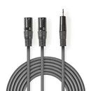 Nedis COTH15310GY15 Xlr-audiokabel 2x Xlr 3-pins Male - 3,5 Mm Male 1,5 M Grijs