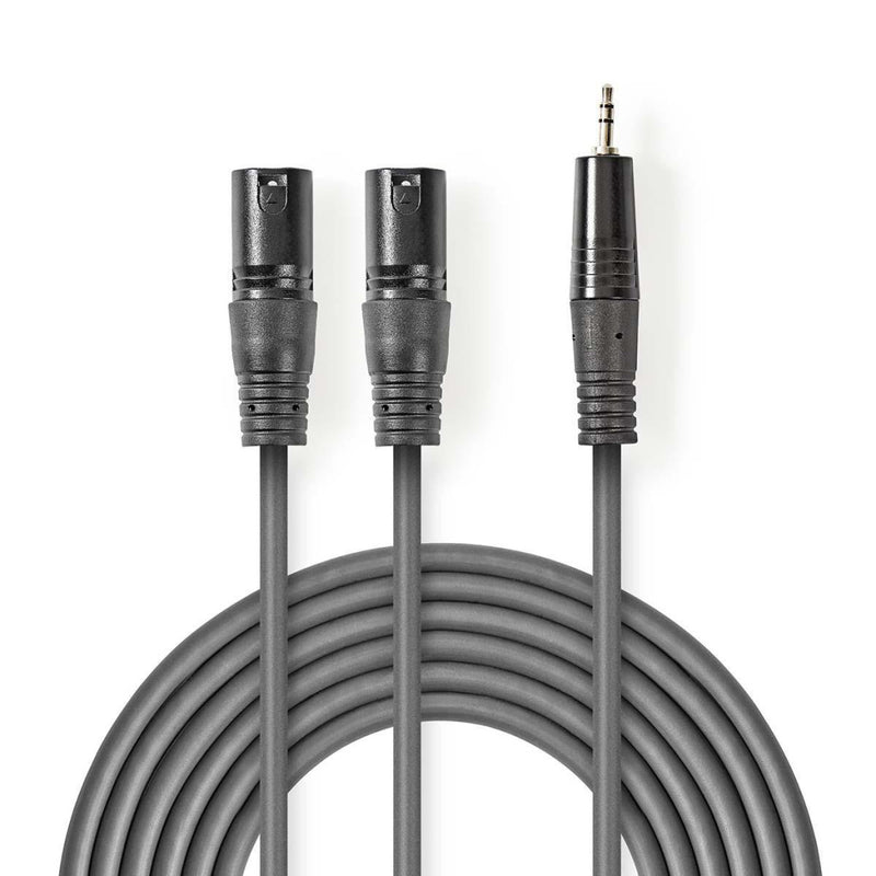 Nedis COTH15310GY15 Xlr-audiokabel 2x Xlr 3-pins Male - 3,5 Mm Male 1,5 M Grijs