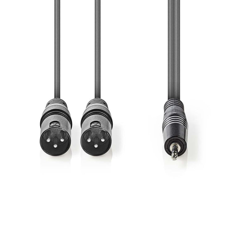 Nedis COTH15310GY15 Xlr-audiokabel 2x Xlr 3-pins Male - 3,5 Mm Male 1,5 M Grijs