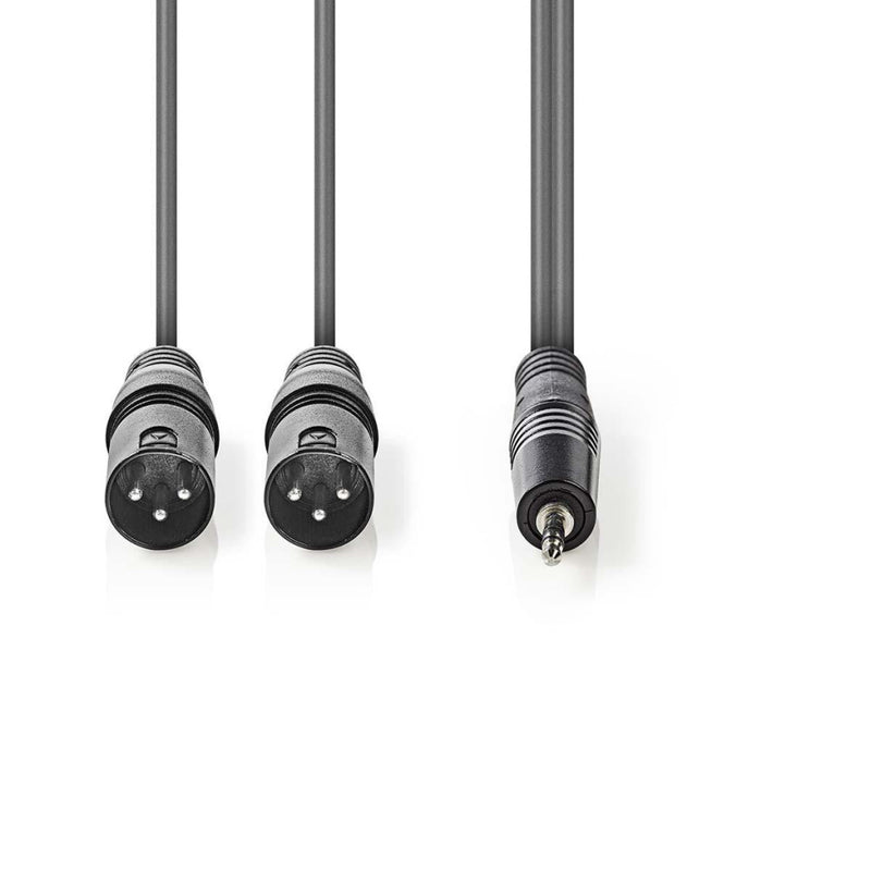 Nedis COTH15310GY30 Xlr-audiokabel 2x Xlr 3-pins Male - 3,5 Mm Male 3,0 M Grijs