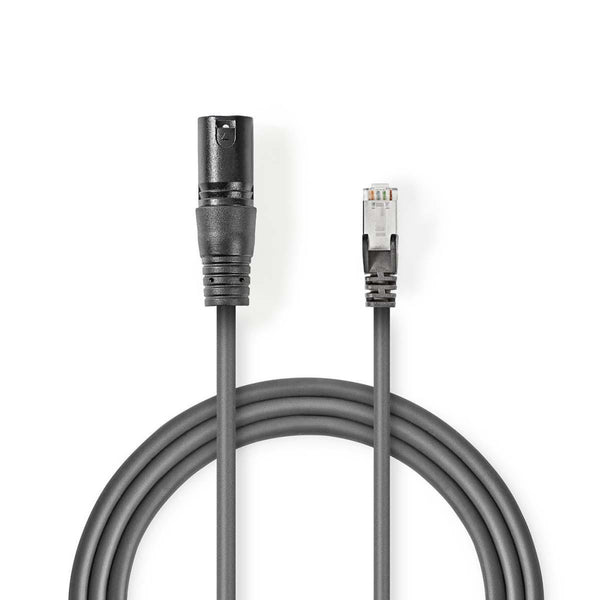 Nedis COTP15700GY03 Dmx-adapterkabel Xlr 3-pins Male - Rj45 Male 0,3 M Grijs