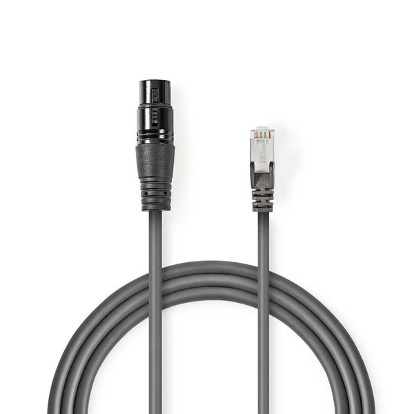 Nedis COTP15710GY03 Dmx-adapterkabel Xlr 3-pins Female - Rj45 Male 0,3 M Grijs