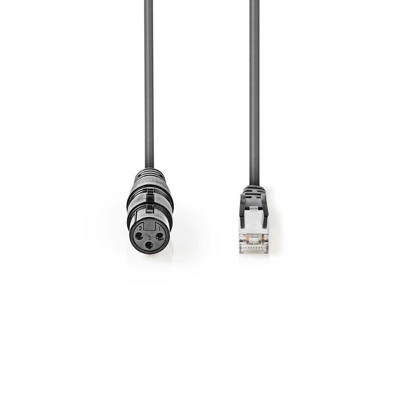Nedis COTP15710GY03 Dmx-adapterkabel Xlr 3-pins Female - Rj45 Male 0,3 M Grijs