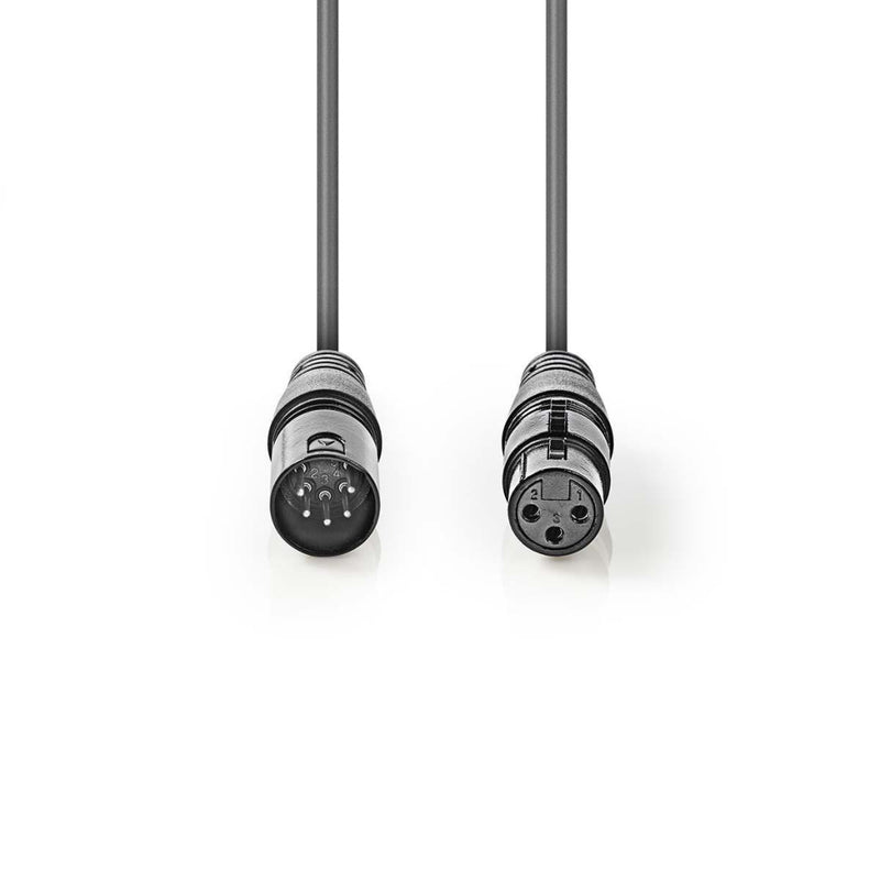 Nedis COTP15720GY03 Dmx-adapterkabel Xlr 3-pins Female - Xlr 5-pins Male 0,3 M Grijs