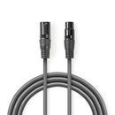 Nedis COTH15012GY10 Digitale Dmx-kabel 110 Ohm Xlr 3-pins Male - Xlr 3-pins Female 1,0 M Grijs