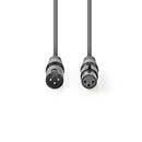 Nedis COTH15012GY10 Digitale Dmx-kabel 110 Ohm Xlr 3-pins Male - Xlr 3-pins Female 1,0 M Grijs