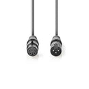 Nedis COTP15730GY03 Dmx-adapterkabel Xlr 3-pins Male - Xlr 5-pins Female 0,3 M Grijs