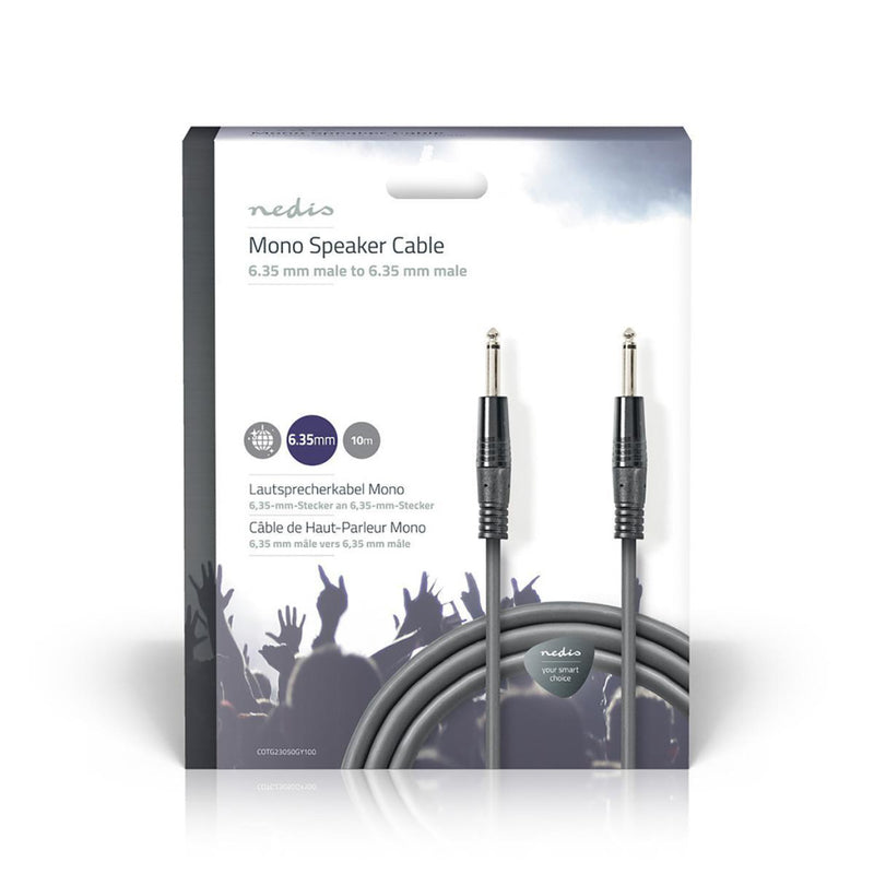 Nedis COTG23050GY100 Kabel Voor Monoluidspreker 6,35 Mm Male - 6,35 Mm Male 10 M Grijs