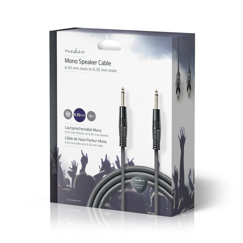 Nedis COTG23050GY100 Kabel Voor Monoluidspreker 6,35 Mm Male - 6,35 Mm Male 10 M Grijs