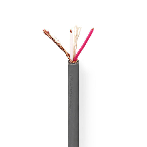 Nedis COTR15010GY100 Microfoonkabel 2x 0.23 Mm&sup2; Koper 100.0 M Rond Pvc Donkergrijs Rol