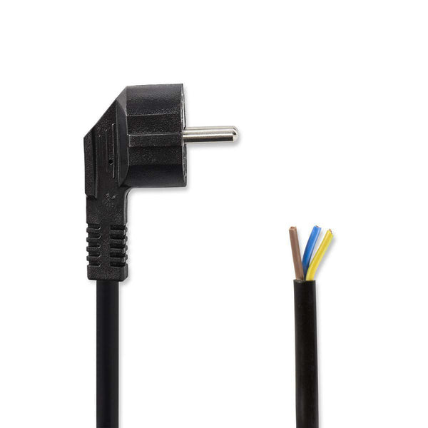 Nedis PCGP10700BK20 Voedingskabel Schuko-stekker Haaks - Open Kabeleinde 2,0 M Zwart