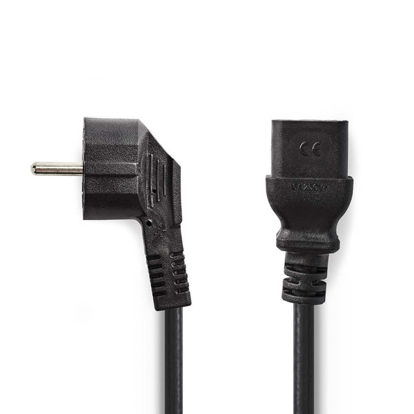 Nedis PCGP10300BK20 Voedingskabel Schuko-stekker Haaks - Iec-320-c19 2,0 M Zwart