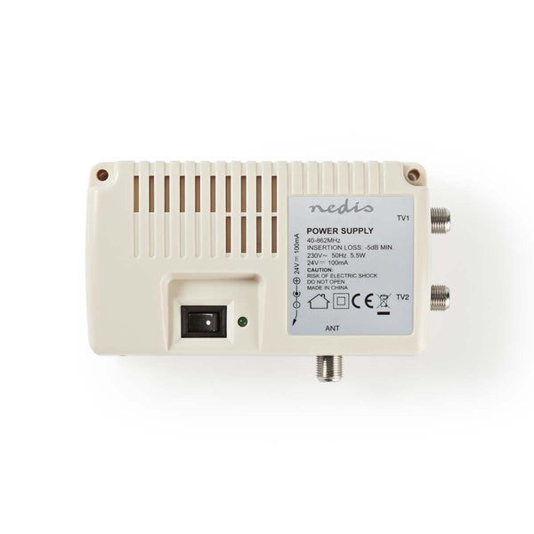Nedis SPIN100WT Power-inserter Voor Satelliet 2x F-uitgang Tussenschakeldemping: -5 Db