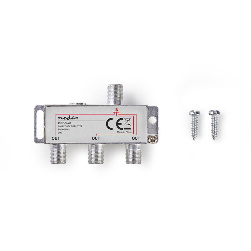 Nedis SSPL300ME Catv F-splitter Max 6,8 Db Versterking 5 - 1000 Mhz 3 Uitgangen