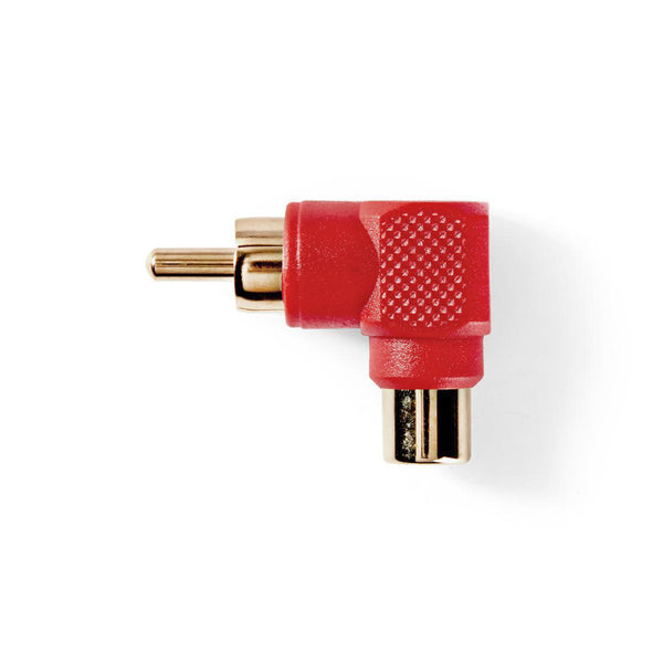 Nedis CAGP24920RD Mono-audioadapter 90&deg;, Haaks Rca Male - Rca Female 10 Stuks Rood