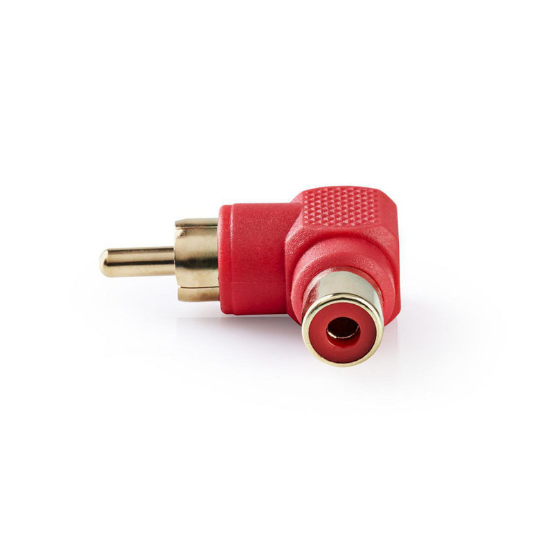 Nedis CAGP24920RD Mono-audioadapter 90&deg;, Haaks Rca Male - Rca Female 10 Stuks Rood