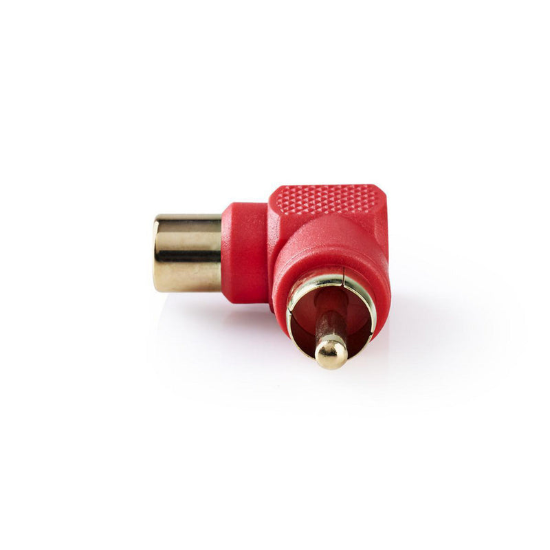 Nedis CAGP24920RD Mono-audioadapter 90&deg;, Haaks Rca Male - Rca Female 10 Stuks Rood