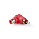 Nedis CAGP24920RD Mono-audioadapter 90&deg;, Haaks Rca Male - Rca Female 10 Stuks Rood