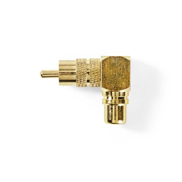 Nedis CAGP24920GD Mono-audioadapter 90&deg;, Haaks Rca Male - Rca Female 10 Stuks Goud