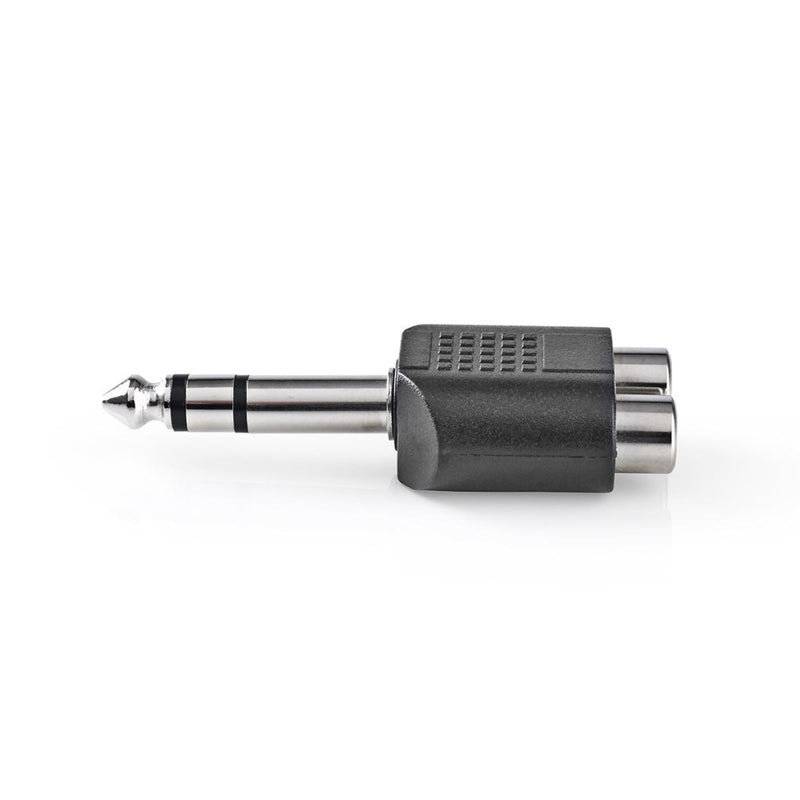 Nedis CAGP23945BK Stereo Audioadapter 6,35 Mm Male - 2x Rca Female 10 Stuks Zwart