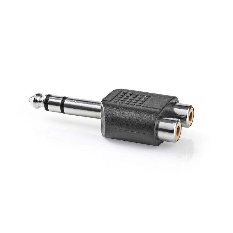Nedis CAGP23945BK Stereo Audioadapter 6,35 Mm Male - 2x Rca Female 10 Stuks Zwart