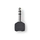 Nedis CAGP23922BK Stereo Audioadapter 6,35 Mm Male - 2x 3,5 Mm Female 10 Stuks Zwart