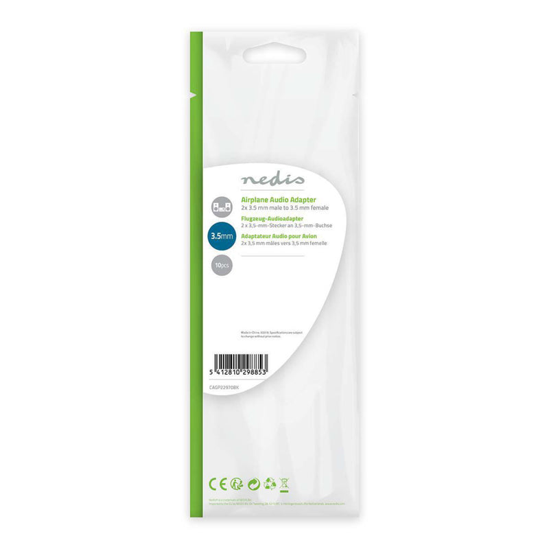 Nedis CAGP22970BK Vliegtuig-audioadapter 2x 3,5 Mm Male - 3,5 Mm Female 10 Stuks Zwart