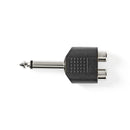 Nedis CAGP23944BK Mono-audioadapter 6,35 Mm Male - 2x Rca Female 10 Stuks Zwart