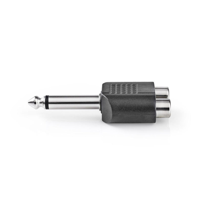 Nedis CAGP23944BK Mono-audioadapter 6,35 Mm Male - 2x Rca Female 10 Stuks Zwart