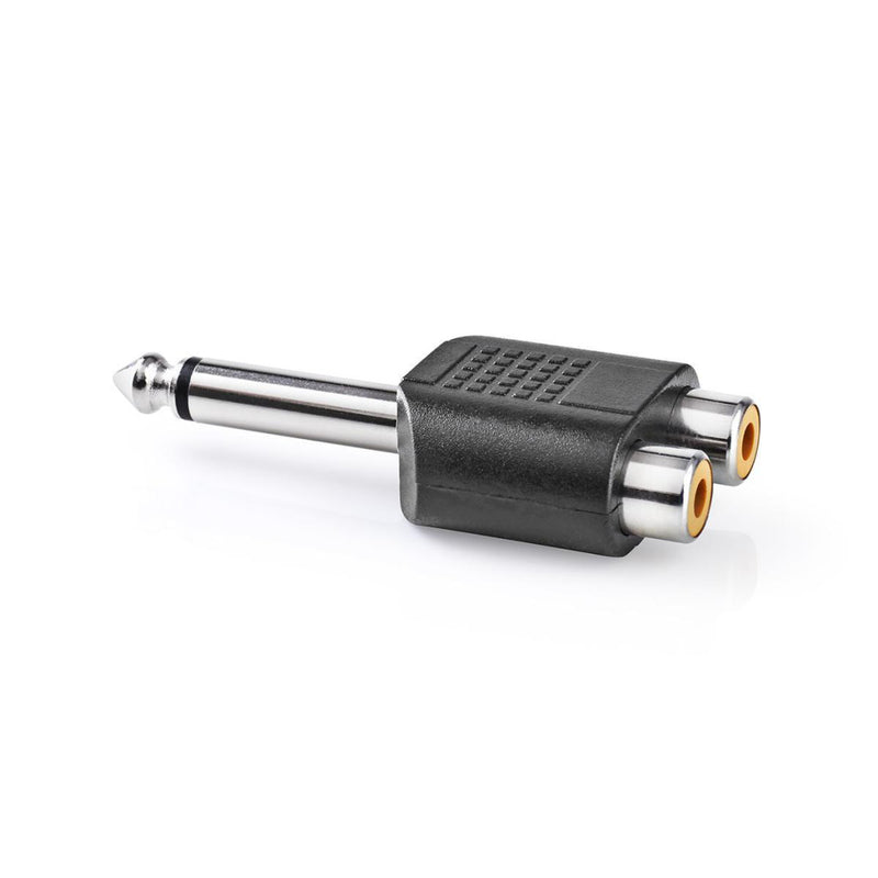 Nedis CAGP23944BK Mono-audioadapter 6,35 Mm Male - 2x Rca Female 10 Stuks Zwart