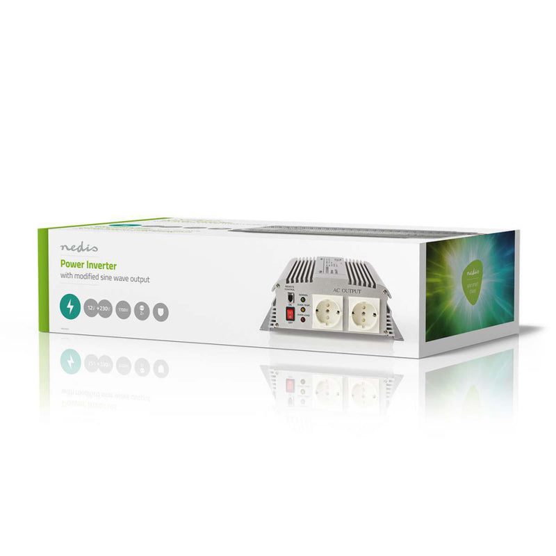 Nedis PIMS170012 Stroomomvormer Gemodificeerde Sinusgolf 12 V Dc - 230 V Ac 1700 W 2x Schuko-uitgan