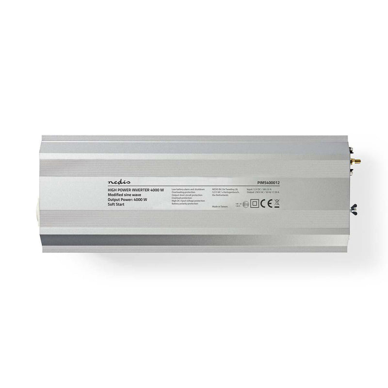 Nedis PIMS400012 Stroomomvormer Gemodificeerde Sinusgolf 12 V Dc - 230 V Ac 4000 W 2x Schuko-uitgan
