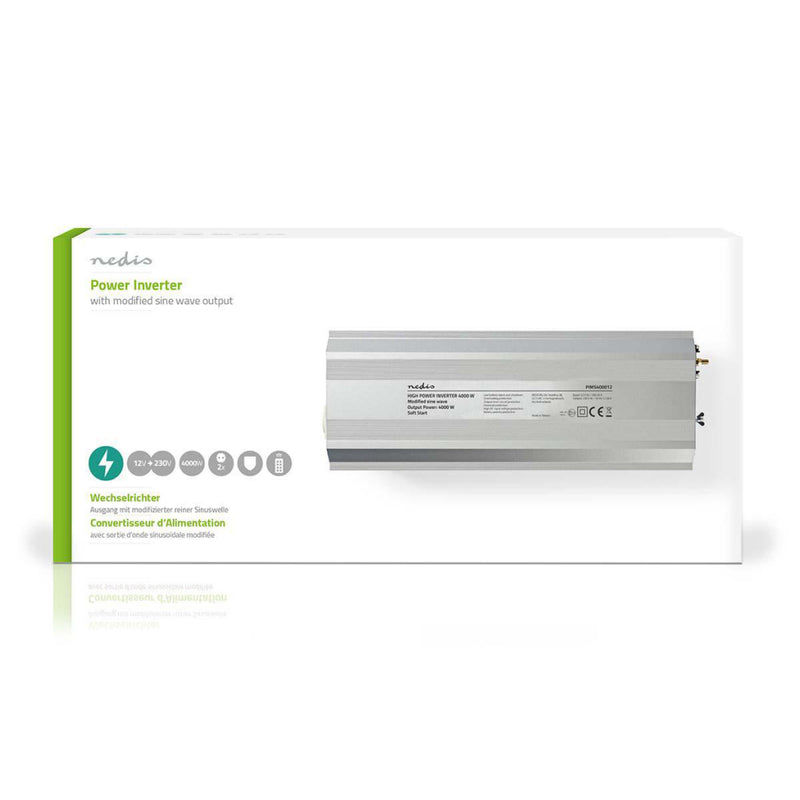 Nedis PIMS400012 Stroomomvormer Gemodificeerde Sinusgolf 12 V Dc - 230 V Ac 4000 W 2x Schuko-uitgan