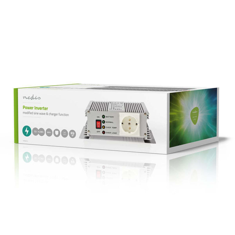 Nedis PIMS600C12 Stroomomvormer Gemodificeerde Sinusgolf 12 V Dc - 230 V Ac 600 W 1x Schuko-uitgang