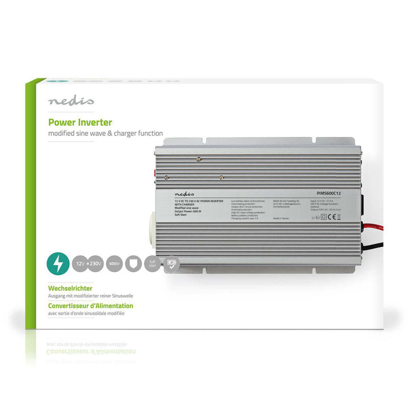 Nedis PIMS600C12 Stroomomvormer Gemodificeerde Sinusgolf 12 V Dc - 230 V Ac 600 W 1x Schuko-uitgang