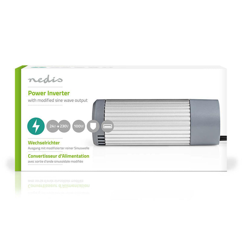 Nedis PIMS10024 Stroomomvormer Gemodificeerde Sinusgolf 24 V Dc - 230 V Ac 100 W 1x Schuko / 1x Usb