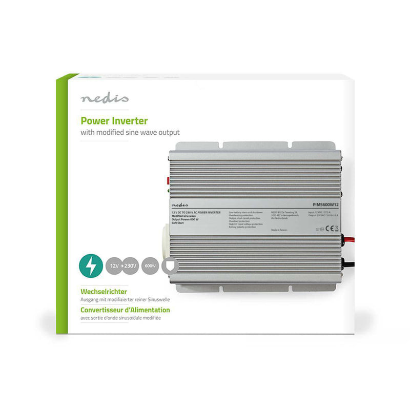 Nedis PIMS600W12 Stroomomvormer Gemodificeerde Sinusgolf 12 V Dc - 230 V Ac 600 W 1x Schuko-uitgang