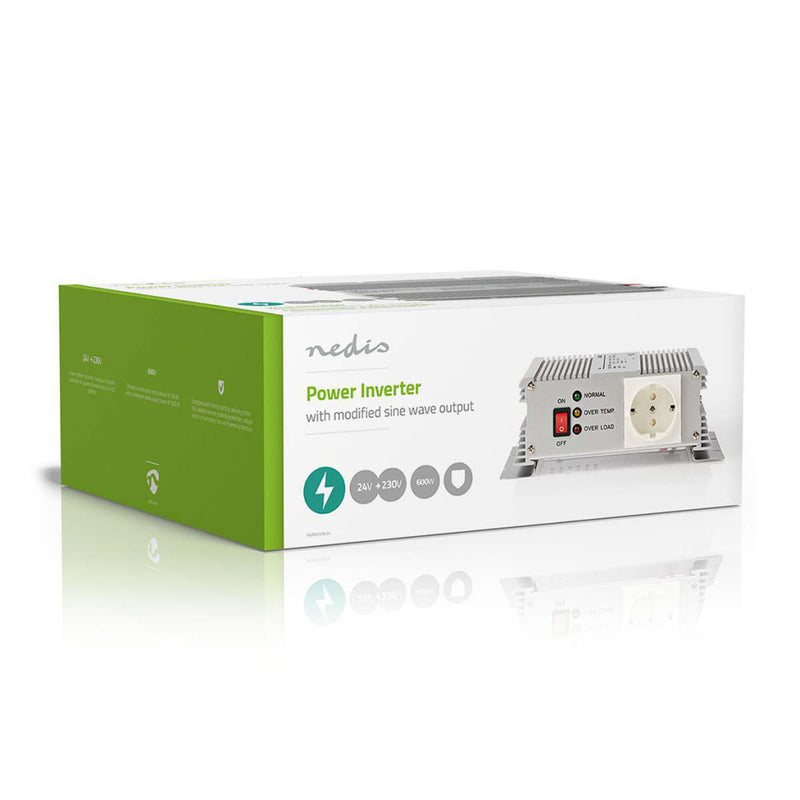 Nedis PIMS600W24 Stroomomvormer Gemodificeerde Sinusgolf 24 V Dc - 230 V Ac 600 W 1x Schuko-uitgang