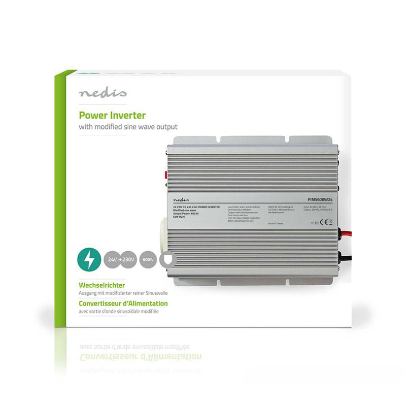 Nedis PIMS600W24 Stroomomvormer Gemodificeerde Sinusgolf 24 V Dc - 230 V Ac 600 W 1x Schuko-uitgang